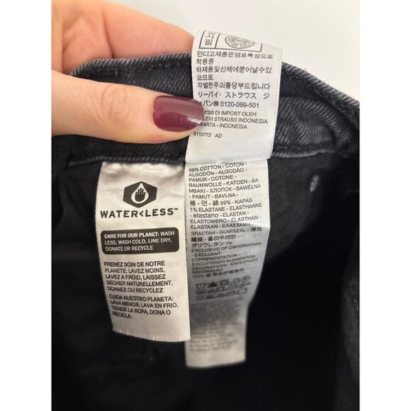 Levi's Ribcage Jeans Womens 26 Straight Ankle Washed Black Ultra High Rise - Picture 5 of 6